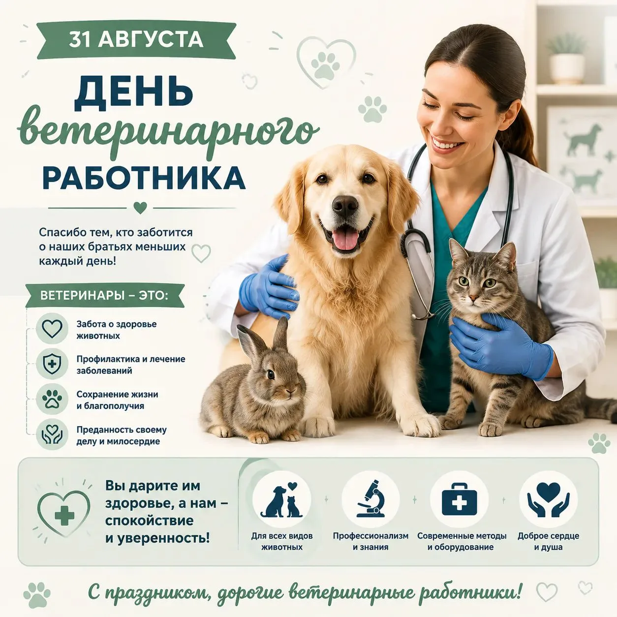 🐾 31 августа — День ветеринарного работника! 🐾