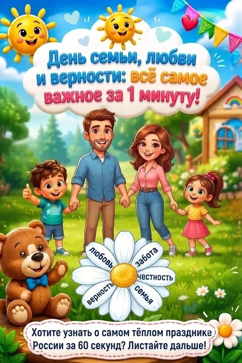 🌼Друзья, поздравляем вас с Днём семьи, любви и верности! 🌼