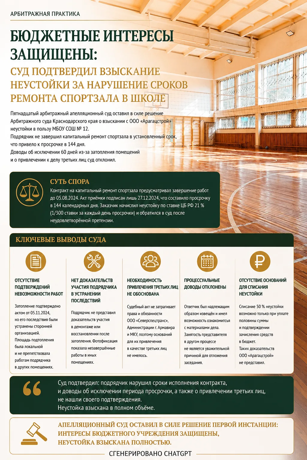 📌 Бюджетные интересы защищены: суд подтвердил взыскание неустойки за нарушение сроков ...