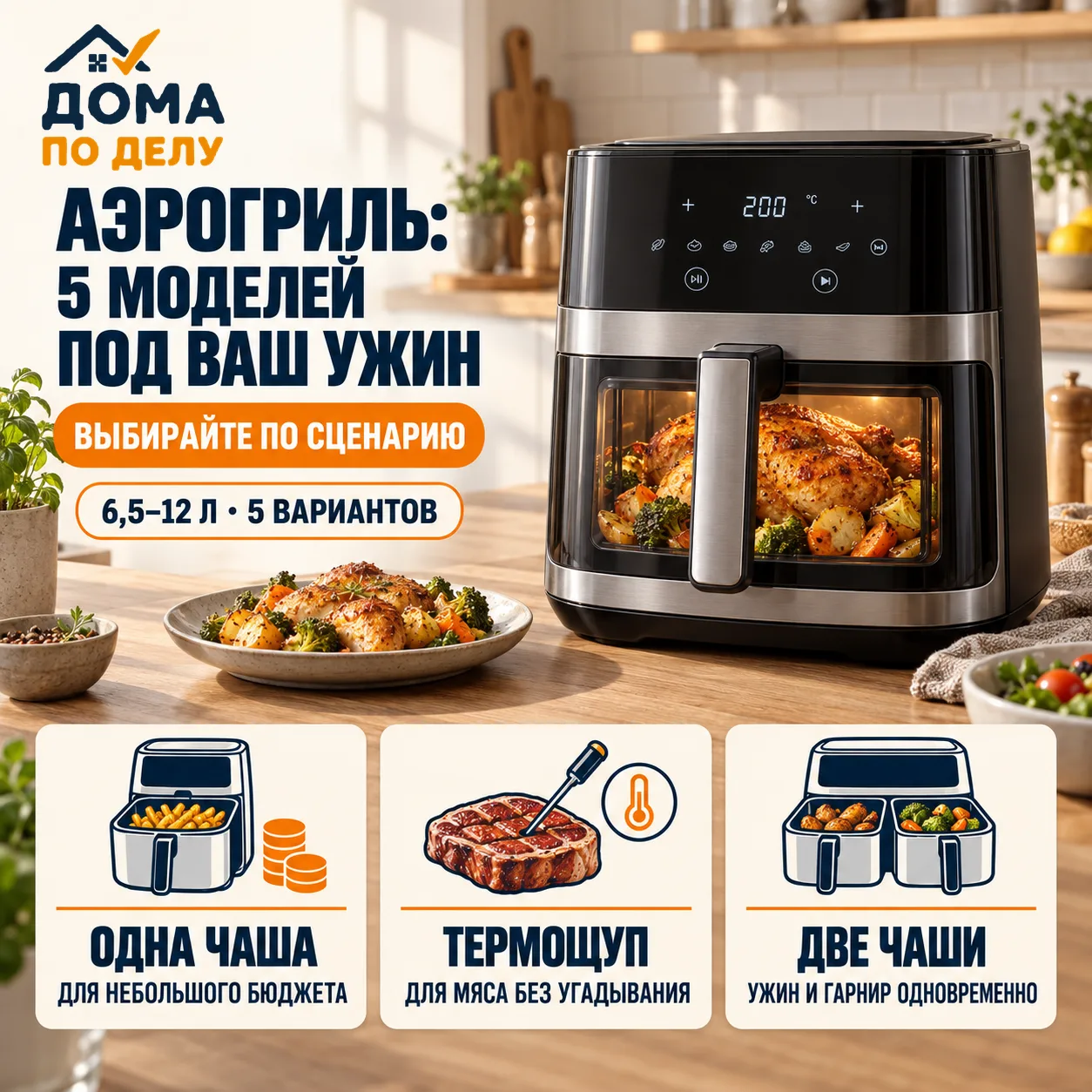 🍗 Какой аэрогриль купить: 5 вариантов под разные задачи
