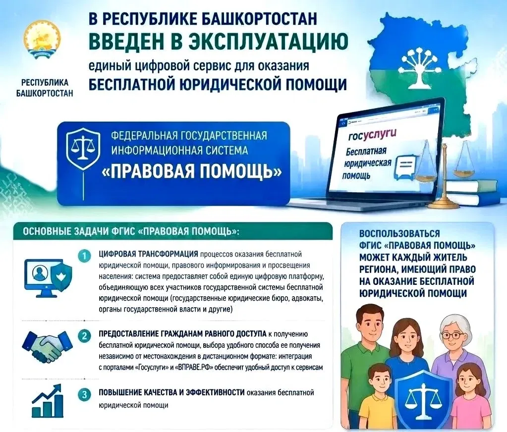 ✅ В Республике Башкортостан введен в эксплуатацию единый цифровой сервис для оказания бесплатной юри