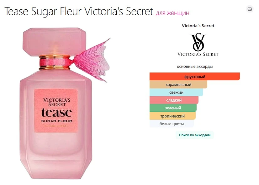 Tease Sugar Fleur Victoria's Secret — это аромат для женщин, он принадлежит к группе цв...