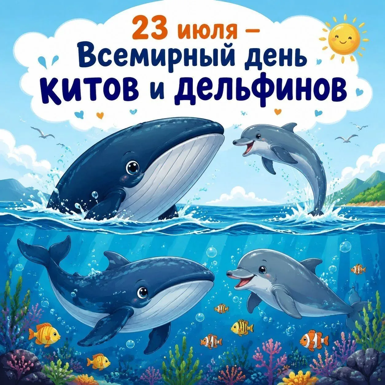 23 июля — Всемирный день китов и дельфинов.
Через раскрашивание дети лучше запоминают, как выглядят 