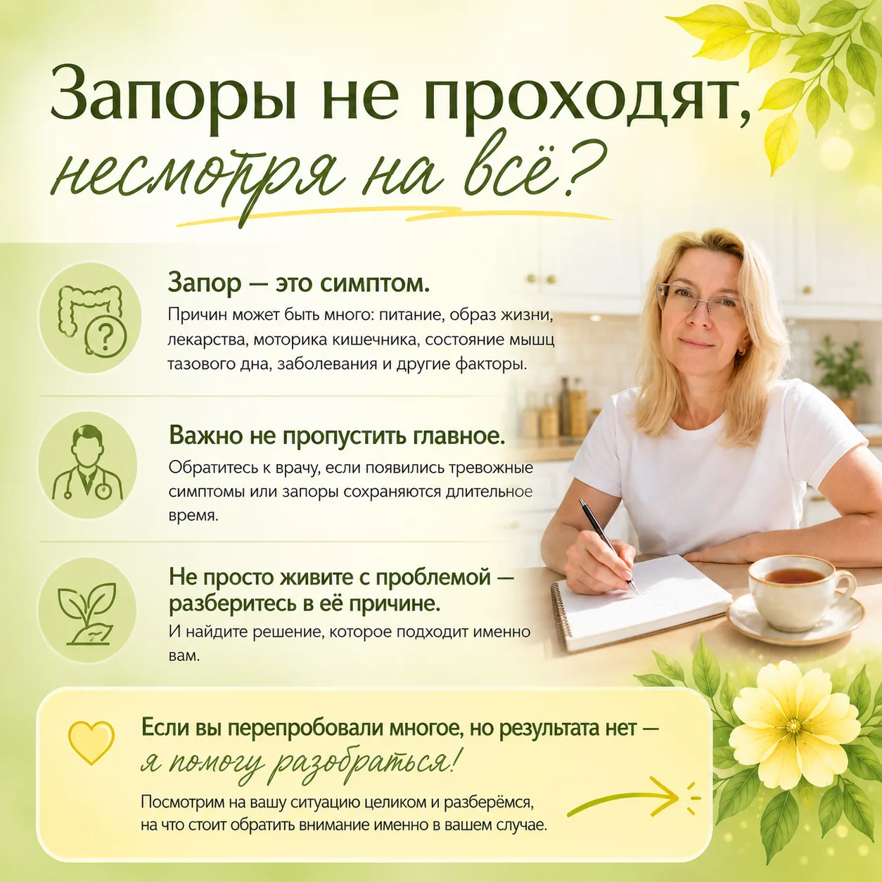А если вы всё делаете правильно, но запоры остаются?