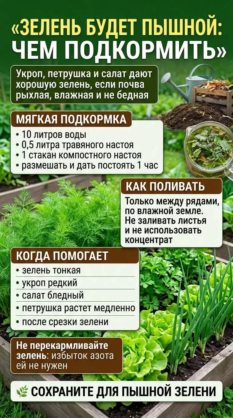 Как сделать зелень пышной: мягкая подкормка 🌱
