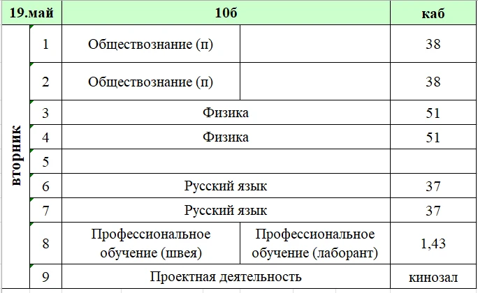 Изменения в расписании на вторник, 19 мая. ✅ В 47 кабинет идут девочки 8 классов и 9в.