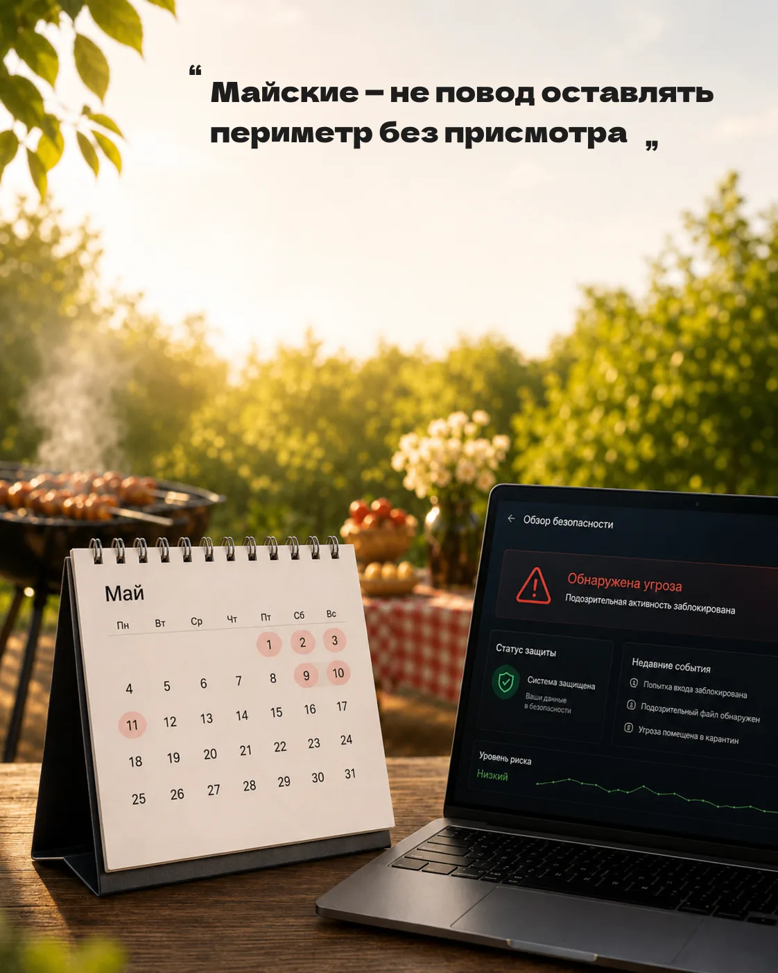 Длинные выходные — это удобное окно для атаки злоумышленников.

В праздники в компаниях меньше людей