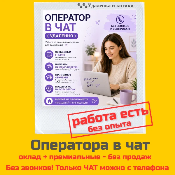 🎯 Срочно! Ищем: Оператора в чат (удалённо)