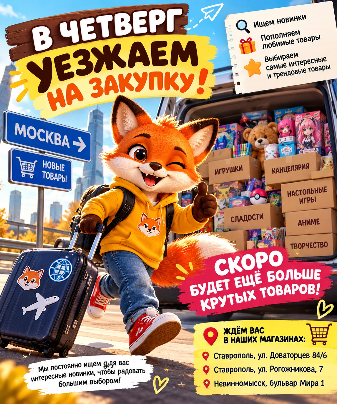 🚗💨 В четверг «Добрый Лис» отправляется на закупку!
