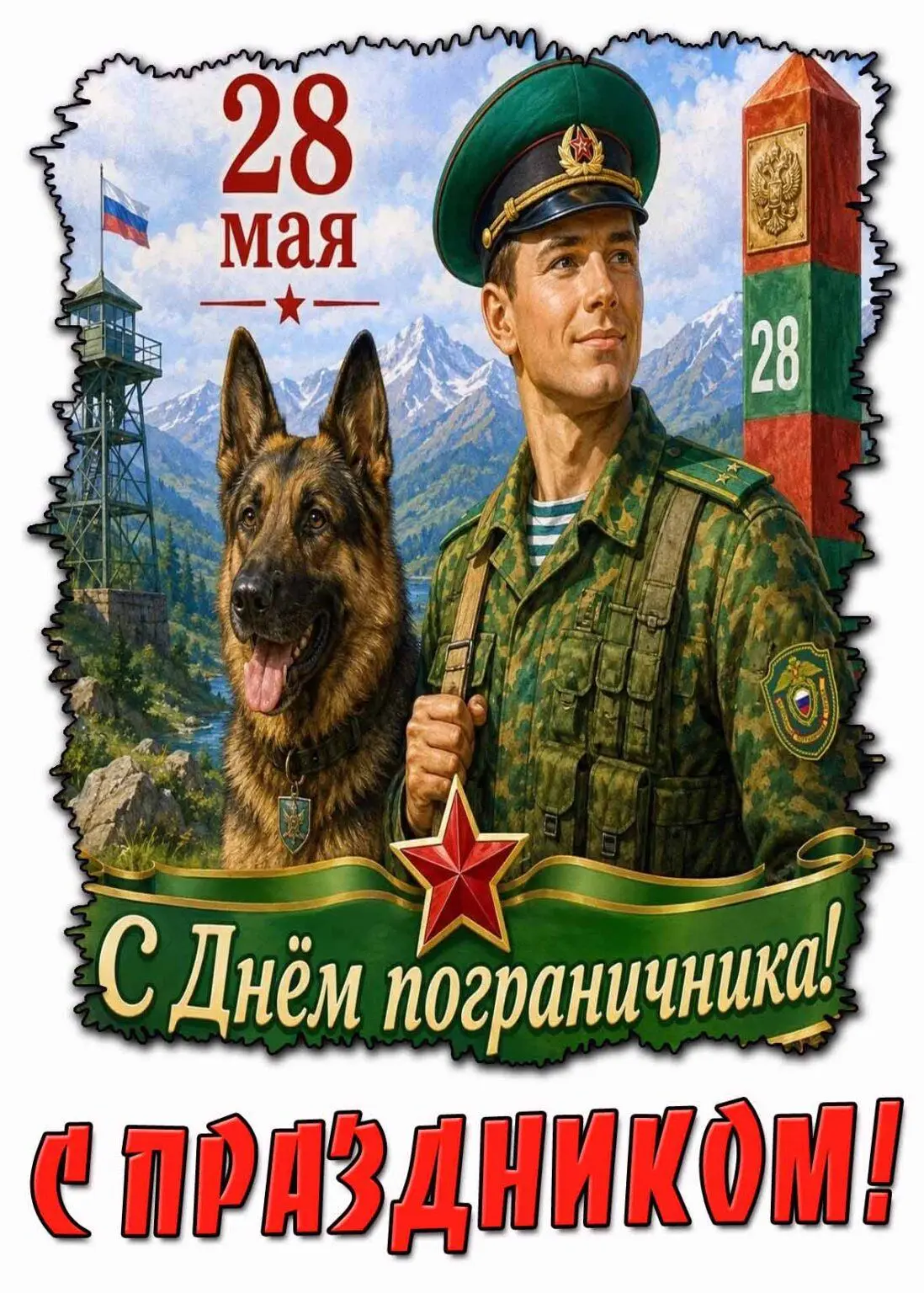 С Днём пограничника! С праздником Сильных, отважных людей. Доблести, храбрости, мужества, Ясных, без