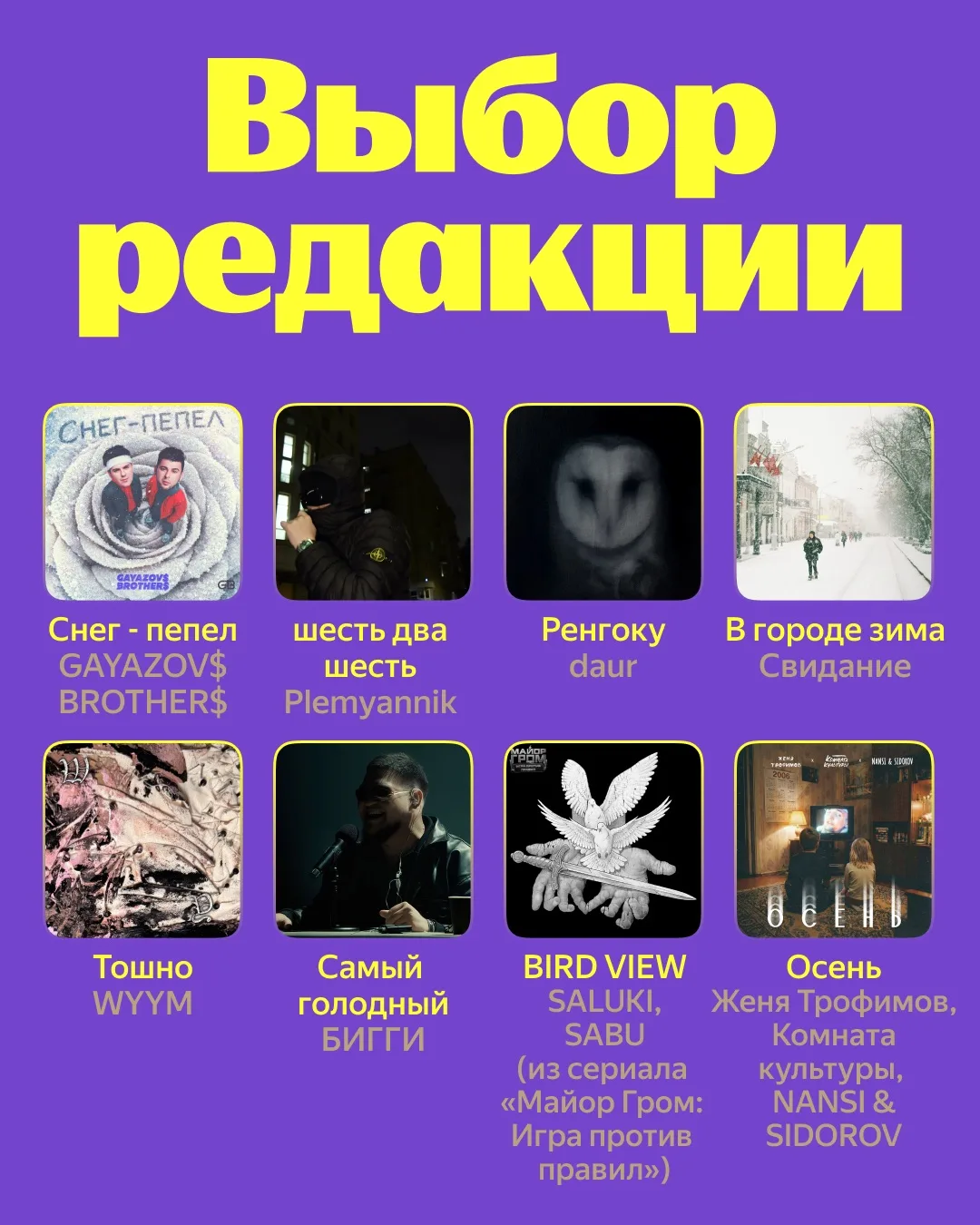 🎵  Первый Выбор редакции 2026 года  Стартуем с такой подборки: GAYAZOV$ BROTHER$, Plemyannik, daur, 