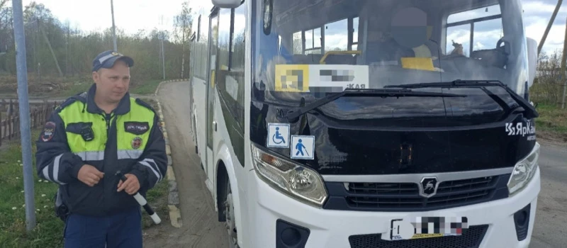 Сотрудники ГАИ в Пудоже встали на пути рейсового автобуса без техосмотра