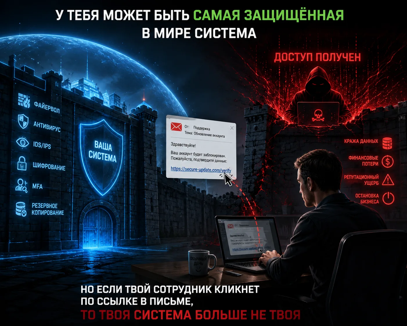 У тебя может быть самая защищённая в мире система, но если твой сотрудник кликнет по сс...