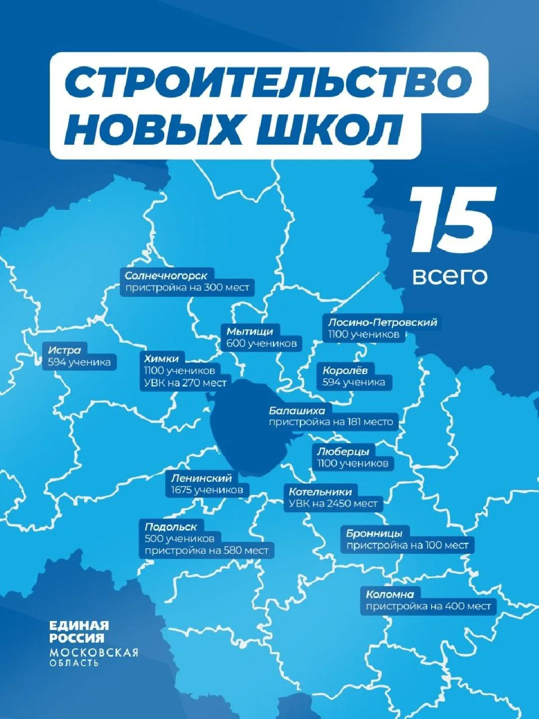 1 сентября в Подмосковье свои двери открыли 15 новых и 49 капитально отремонтироанных школ