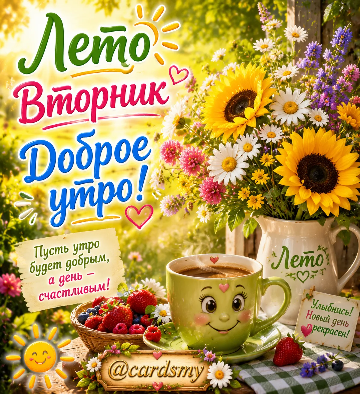 Пусть утро вторника будет добрым, а новый день прекрасен! ☕💐
🌺@cardsmy
