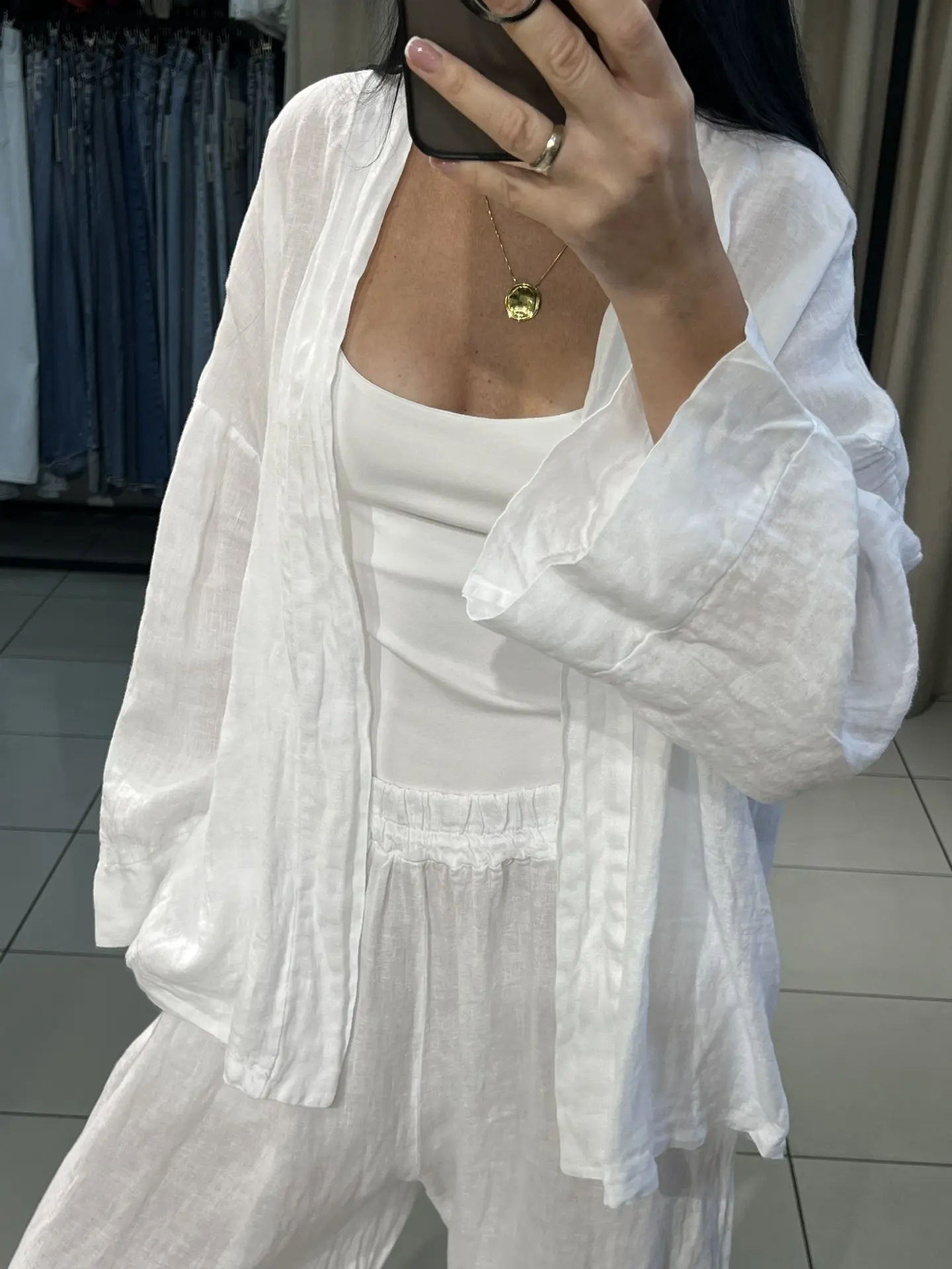 Price: льняной костюм, брюки и кимоно, размер единый, подойдет до размера 50, 13000-10%...