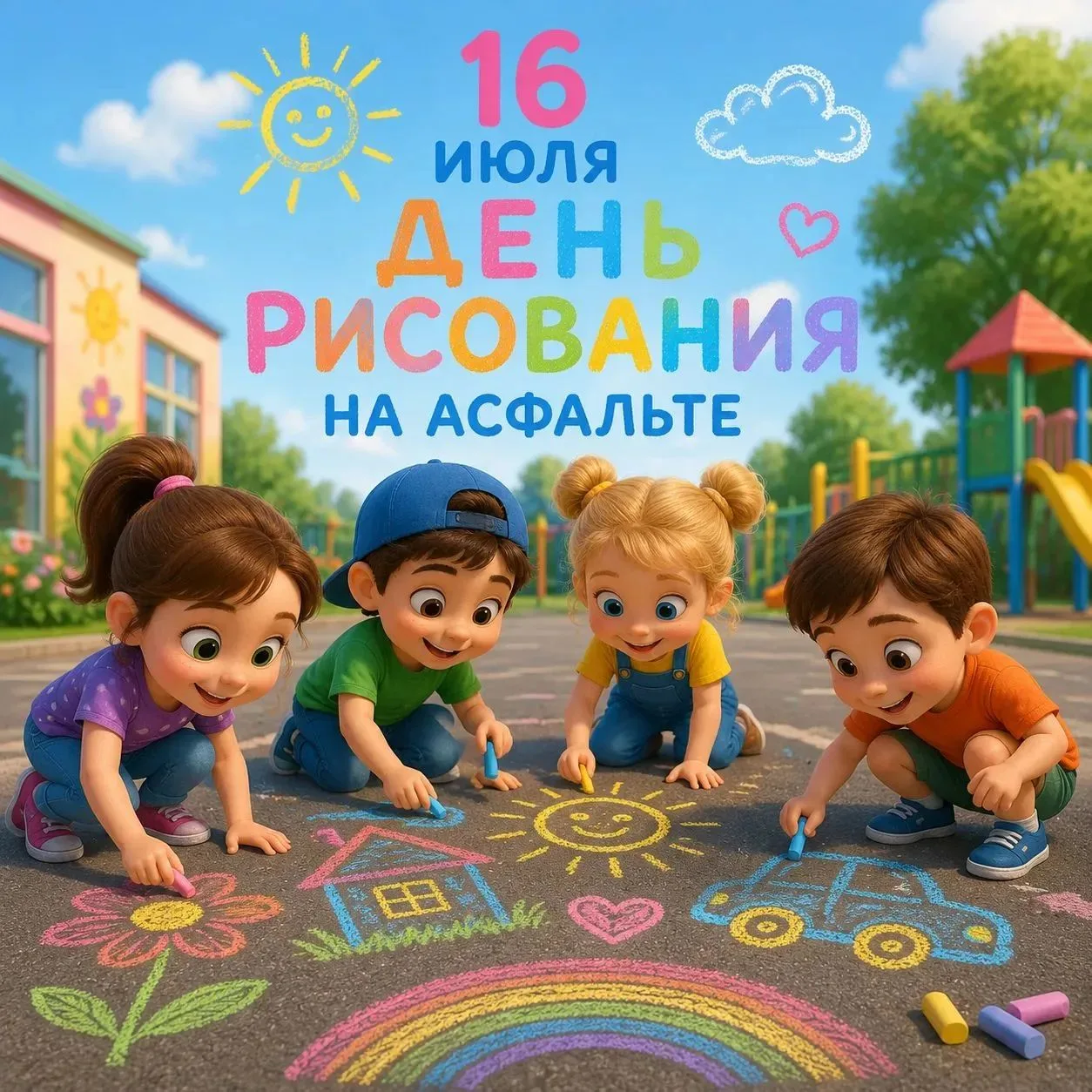 ☀️С добрым утром, друзья! Сегодня – День рисования на асфальте!🎨

☝️А вы знали, что у этого веселог