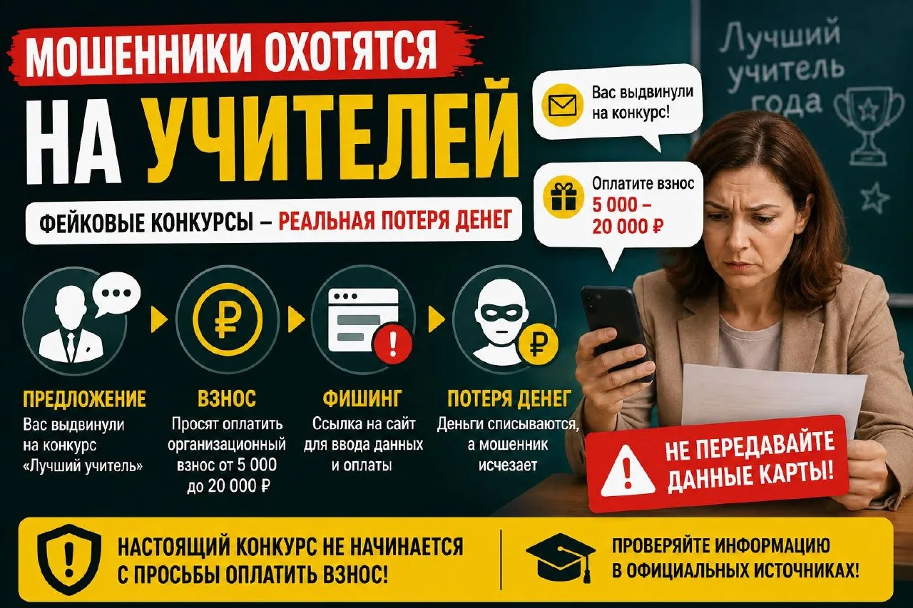 🏫 Мошенники начали предлагать учителям участвовать в фейковых конкурсах