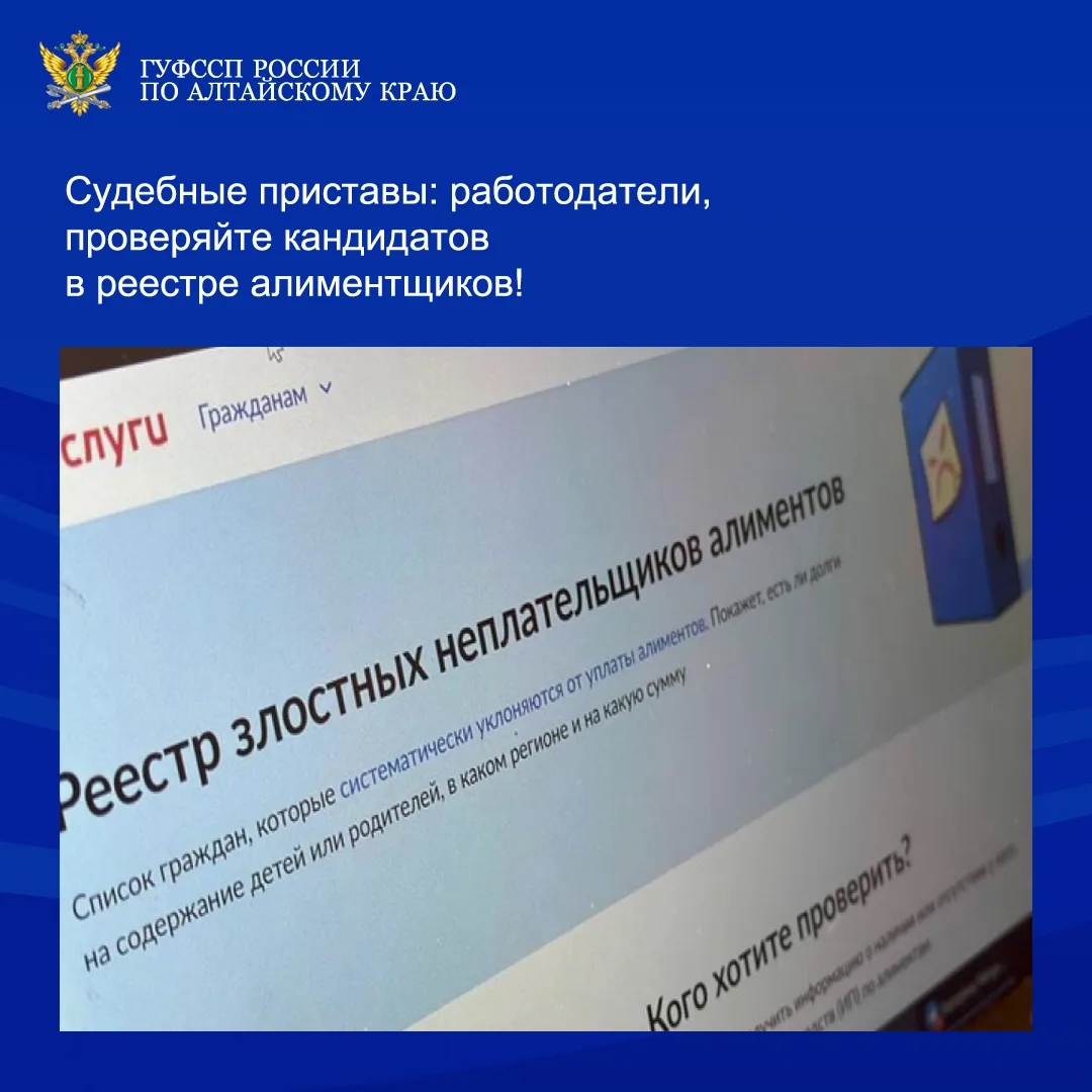 В Алтайском крае более 6 тысяч злостных неплательщиков алиментов уже внесены в общедоступный реестр,