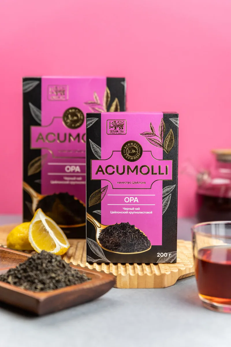 Чёрный цейлонский крупнолистовой чай Acumolli OPA – отличается насыщенным, полнотелым в...