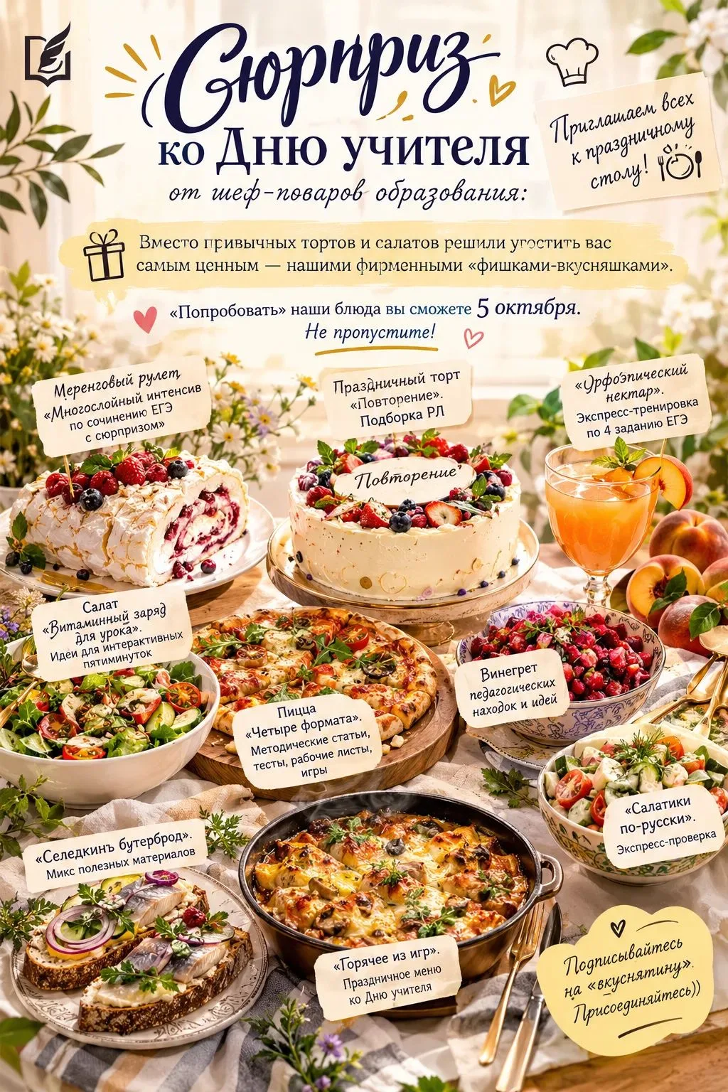 🧑‍🍳 Шеф-повара образования. Уважаемые коллеги! Мы с блогерами подготовили для вас ко ...
