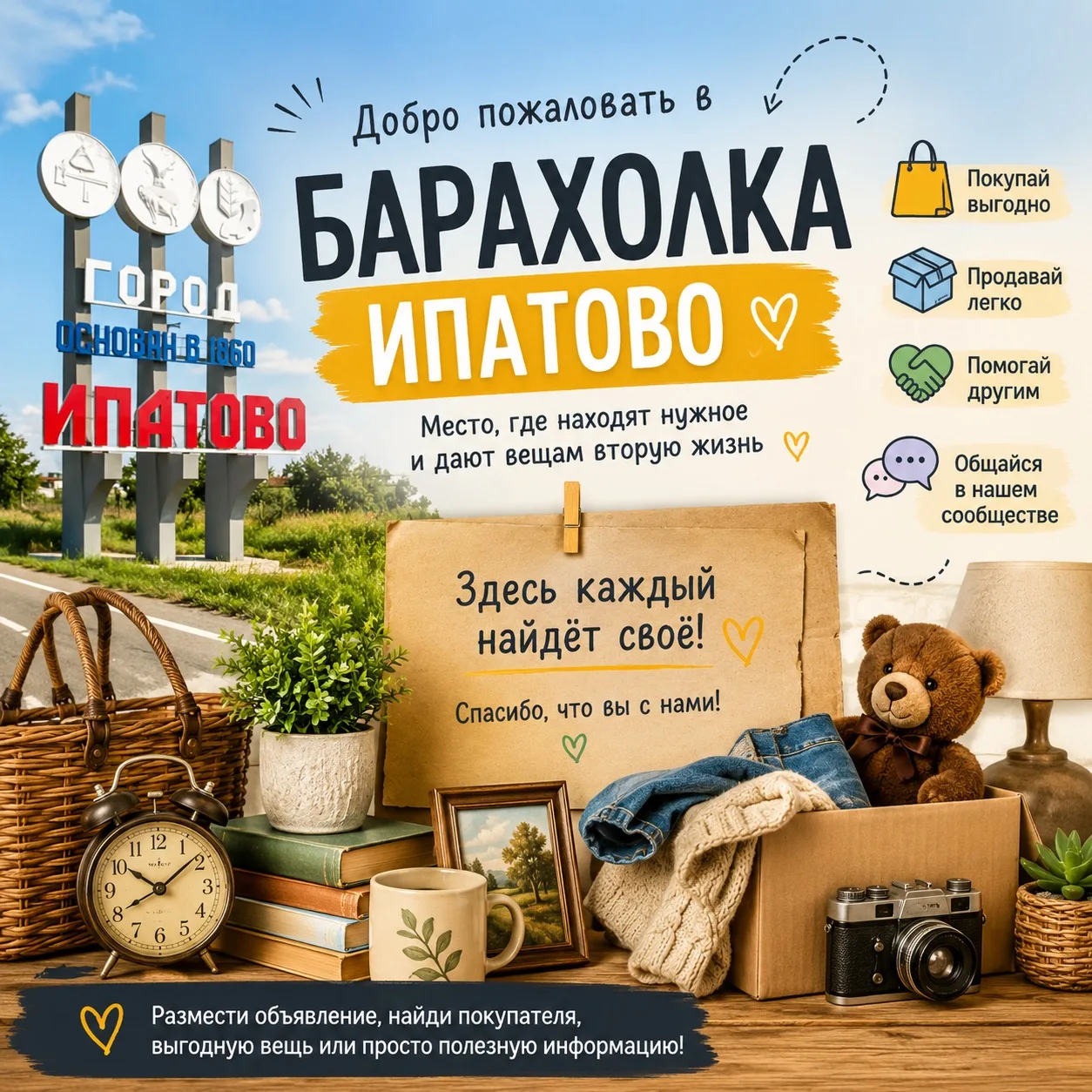 👋Добро пожаловать в канал «Барахолка Ипатово»!