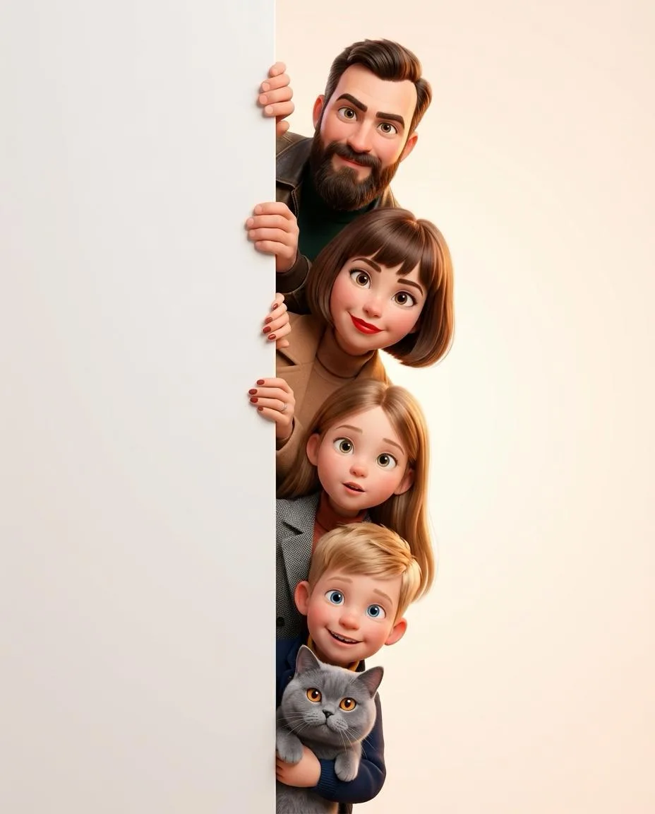 🎬✨ Новый трендовый шаблон: Семейный портрет в стиле Pixar!  Вы наверняка видели этот тренд — вся сем