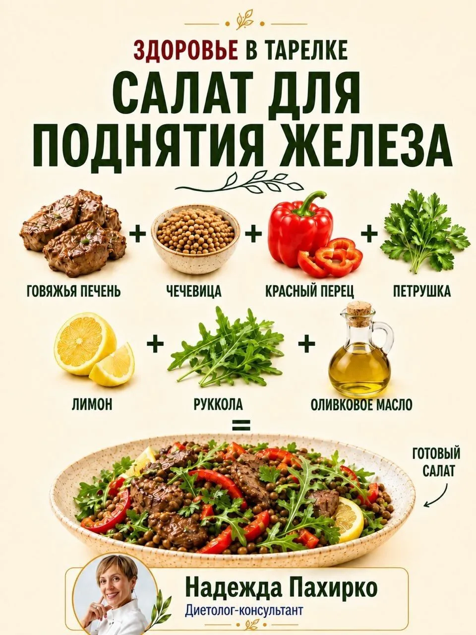 Листайте карусель 👉 Там собрала простые салаты для поддержки уровня железа, иммунитета...
