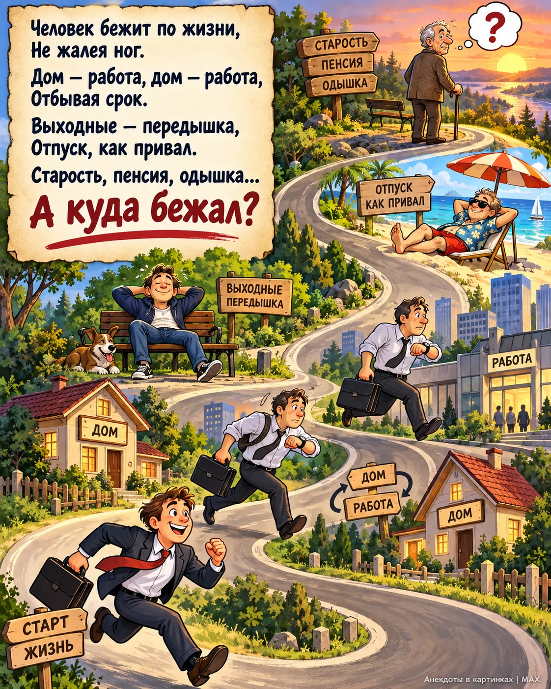 Человек бежит по жизни,