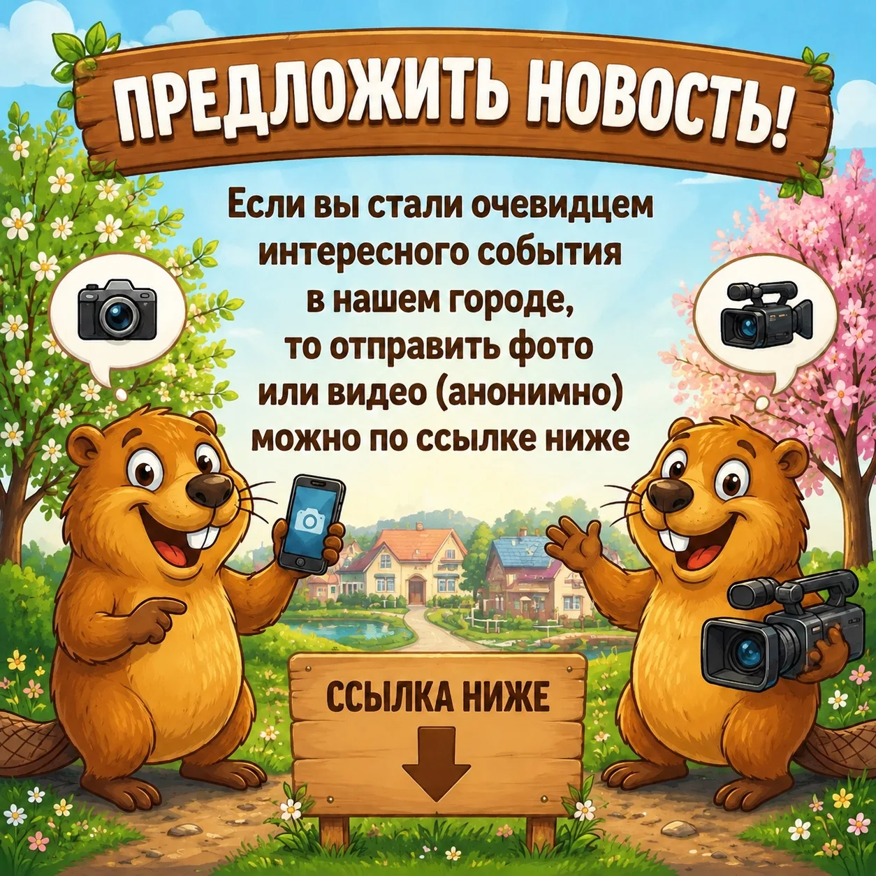 ▶️ Если вы стали очевидцем интересного события в нашем городе, то отправить фото или видео (анонимно
