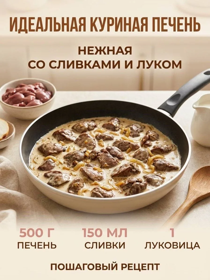 Куриная печень получается особенно нежной, если не передержать её на огне 👀