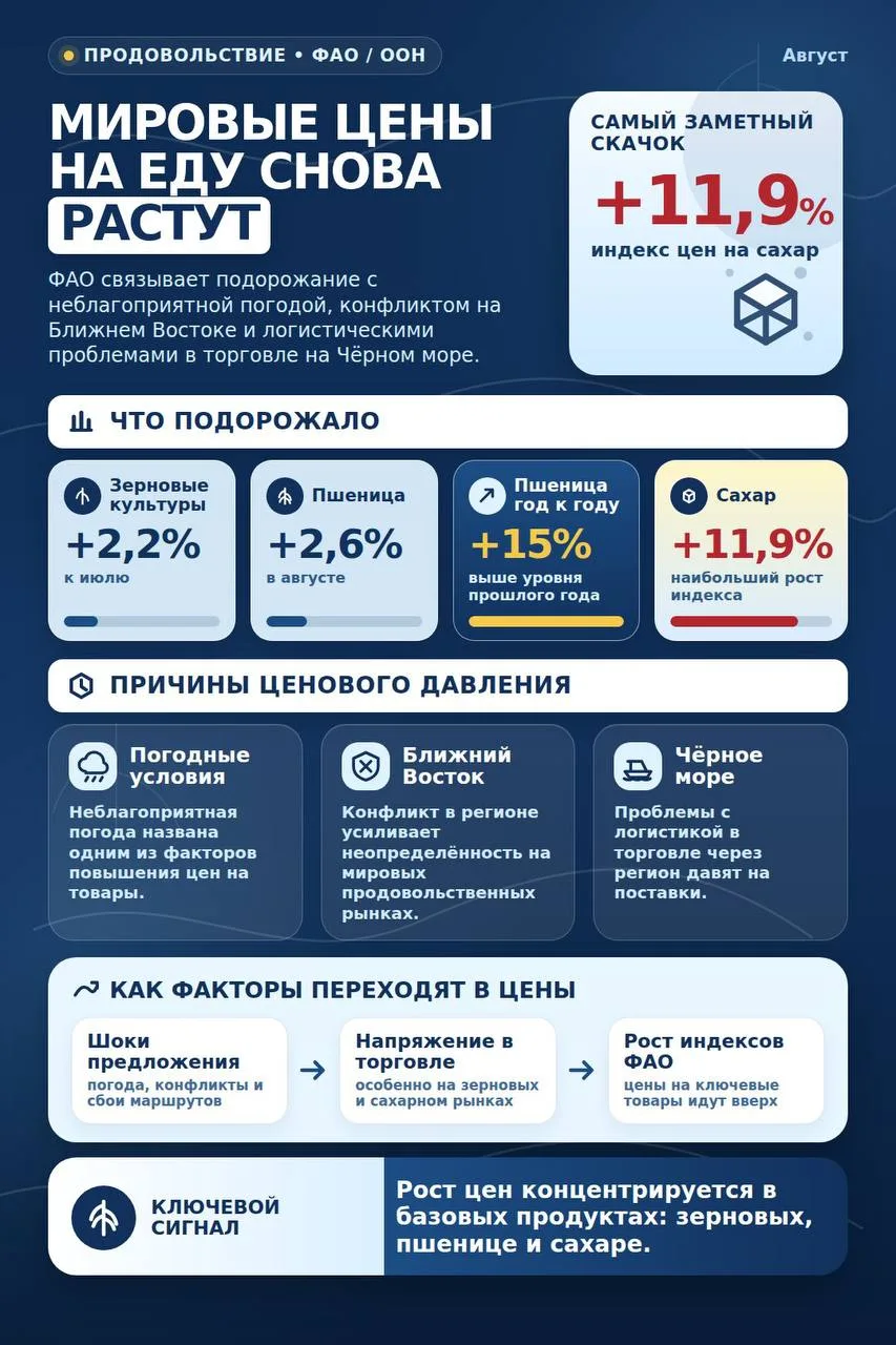 В ООН заявили о росте мировых цен на продовольствие на фоне конфликтов