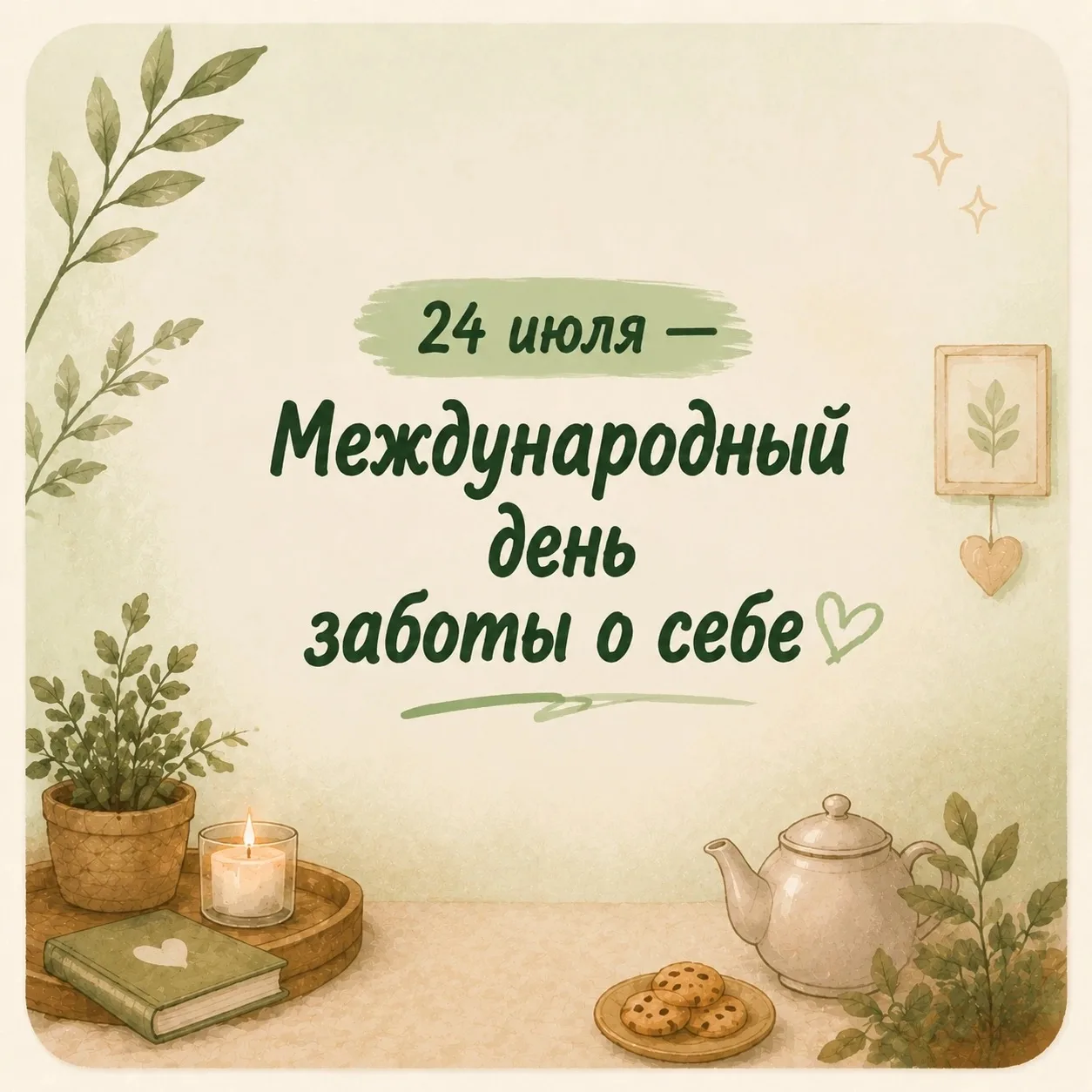 🌿 24 июля — Международный день заботы о себе.

Праздник учреждён в 2011 году, чтобы напомнить: забо