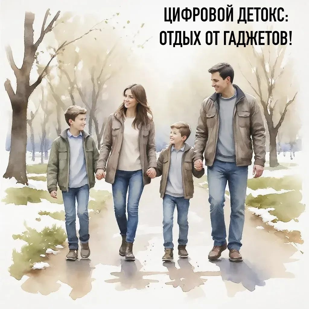 📵 ЦИФРОВОЙ ДЕТОКС: ОТДЫХ ОТ ГАДЖЕТОВ.  👨‍💻 Digital Wellness Institute 2026: средняя семья проводит в