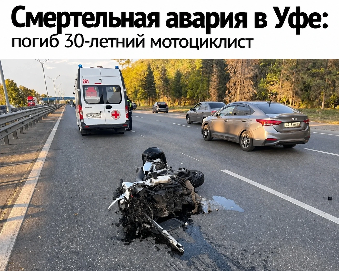 Смертельное ДТП с мотоциклом произошло в Уфе