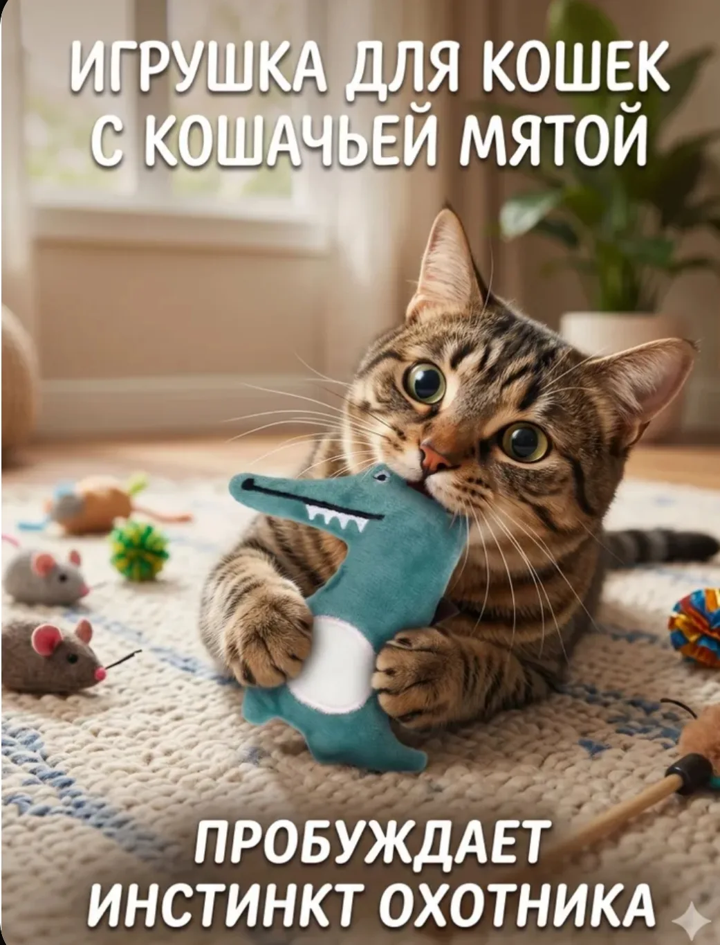 Игрушка для кошек с кошачьей мятой, 10 см, зелёная