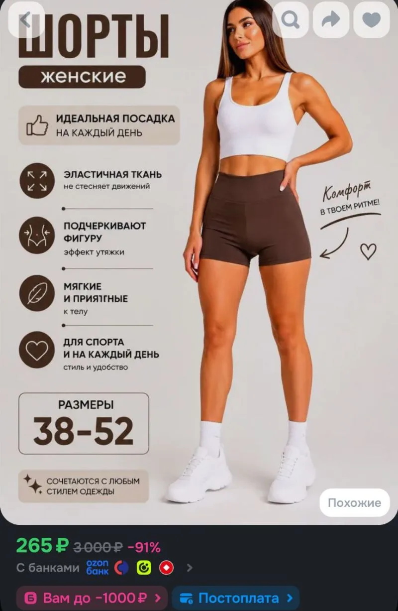 Шорты женские спортивные и для дома, 1 шт