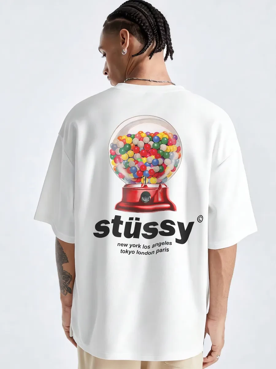 ⚡️ Оверсайз футболка с принтом Stussy, ПОП КУЛЬТУРА