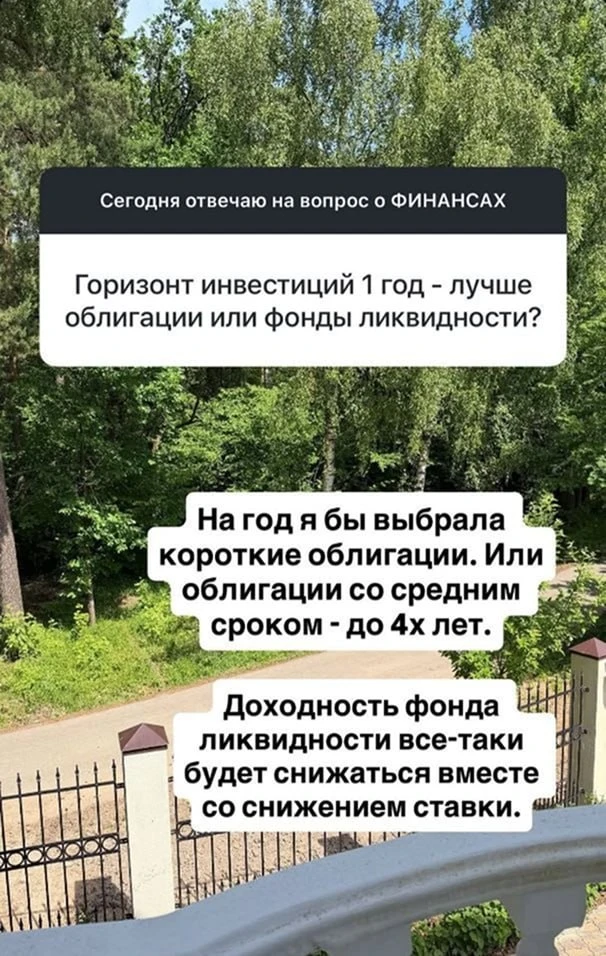 Горизонт инвестиций 1 год - лучше облигации или фонды ликвидности?

Канал в МАХ | Канал в ТГ