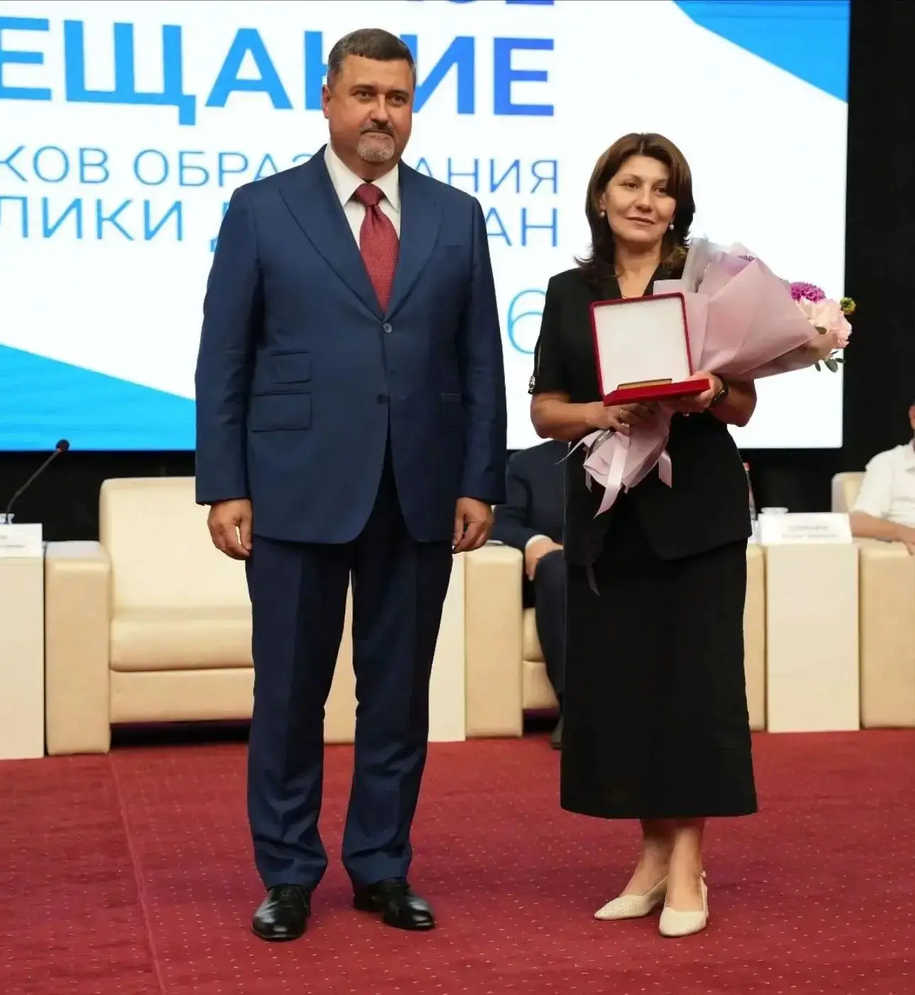 На республиканском августовском совещании работников образования Республики Дагестан на...