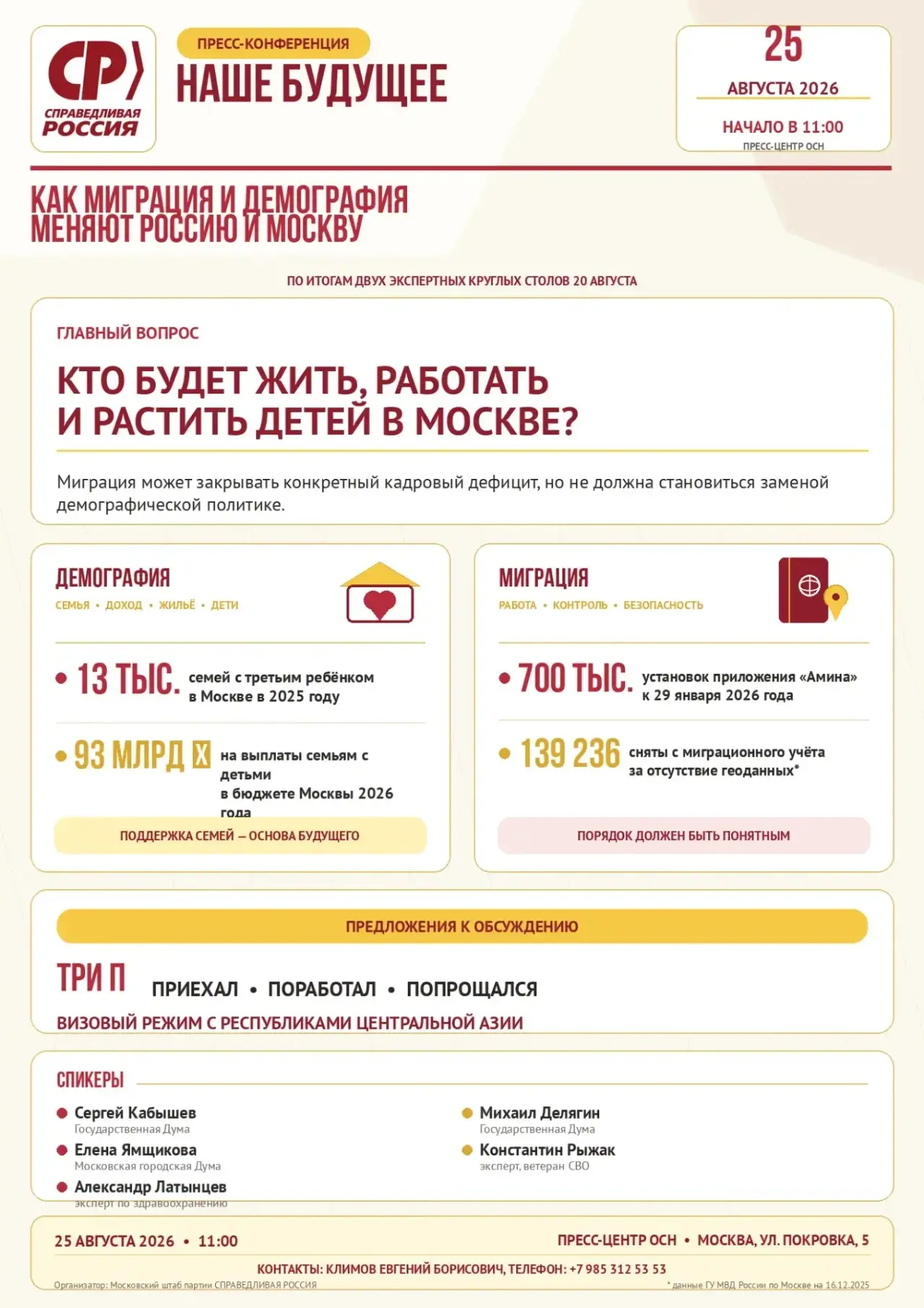 Пресс-конференция «Наше будущее: как миграция и демография меняют Россию и Москву»