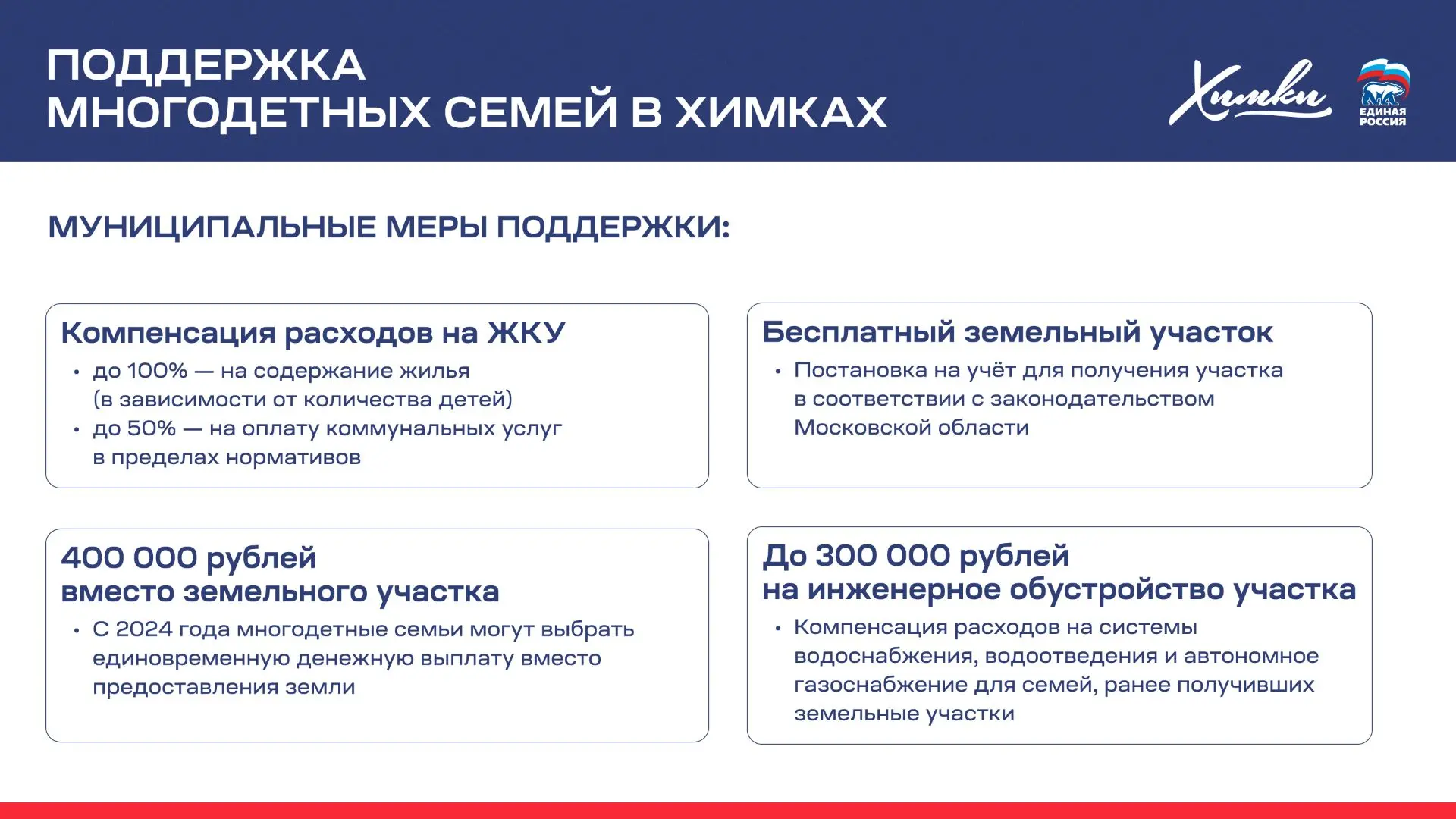 Поддержка семей – вклад в будущее Химок

Создание комфортных условий для семей с детьми – один из гл