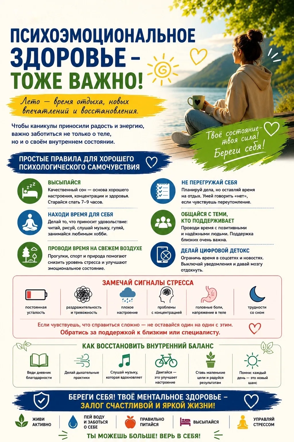 🧠 Психологическое здоровье тоже важно

Лето — время отдыха, но не всегда всё проходит идеально

Важ