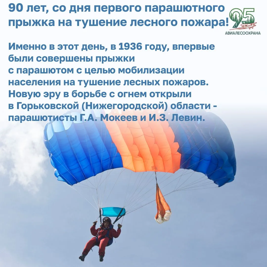 ❤️ 19 июня, 90 лет, со дня первого парашютного прыжка на тушение лесного пожара!