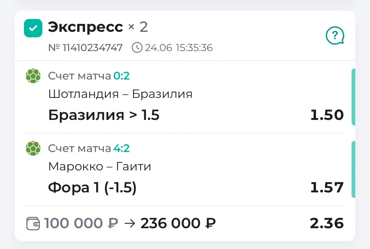 ✅3 ставка. ПОБЕДА ПО ДВОЙНИКУ 2.40!