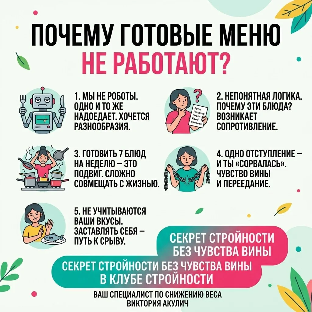 «А дайте мне просто список продуктов на понедельник, вторник, среду… И я всё съем и пох...