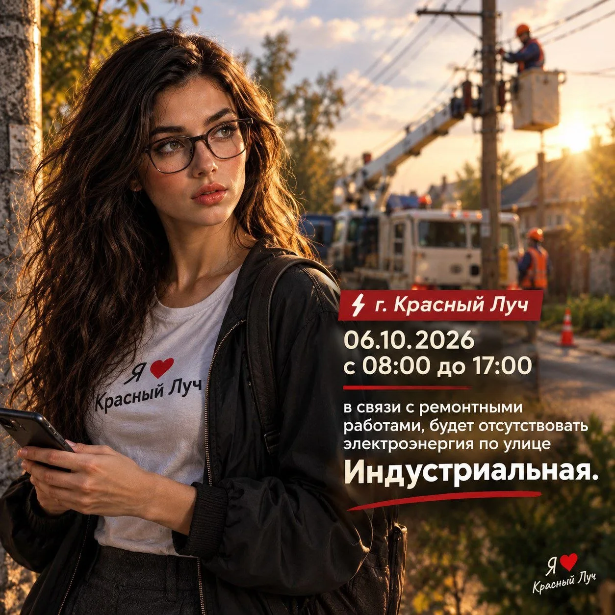 ⚡️г. Красный Луч — 06.10.2026 с 08:00 до 17:00 в связи с ремонтными работами, будет отс...