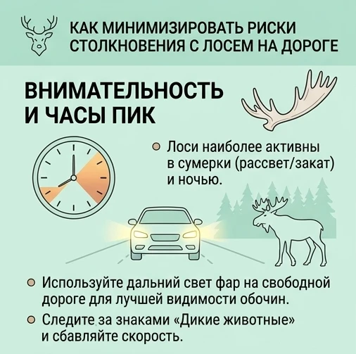 У лосей начался гон. А это значит, что они могут внезапно выбегать на дороги и становит...