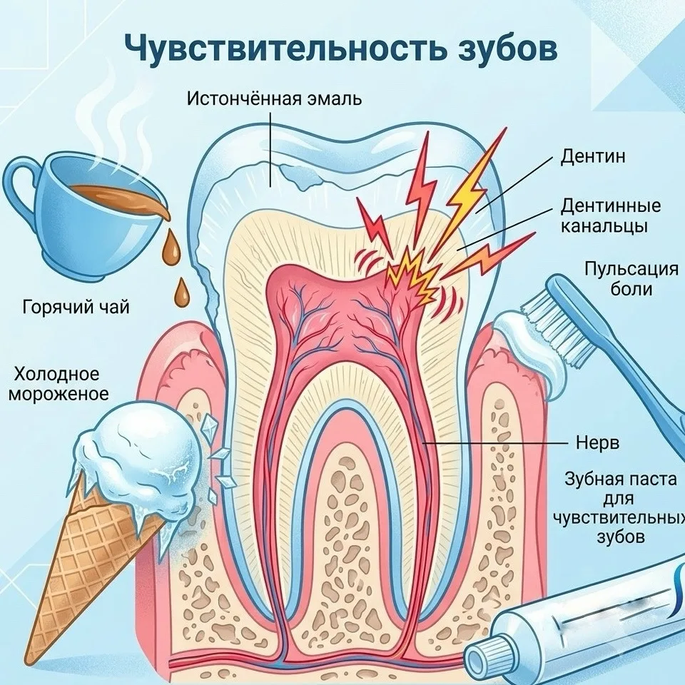 🦷 Чувствительность зубов: причины и решения 🦷