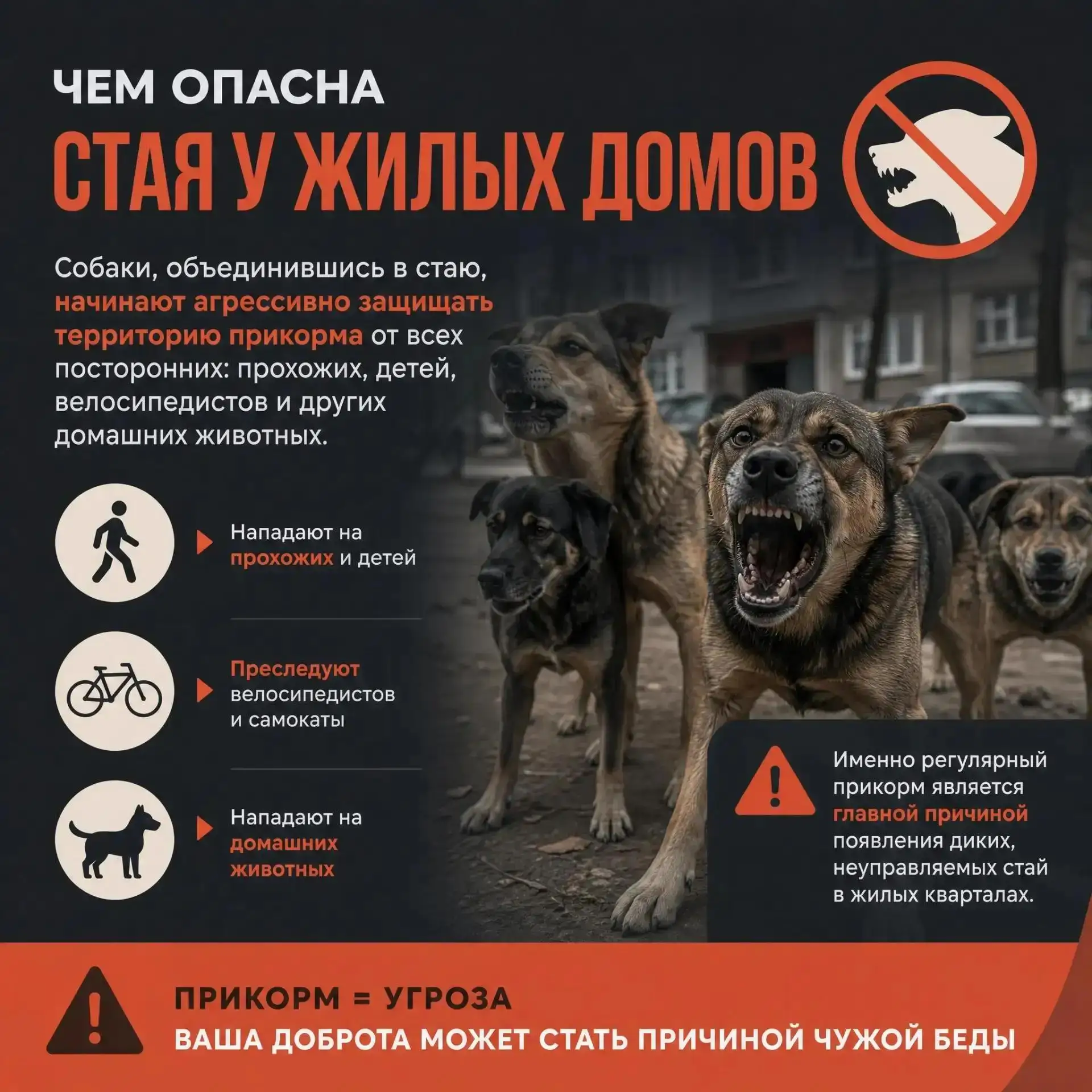 ❕Чем опасна стая у жилых домов